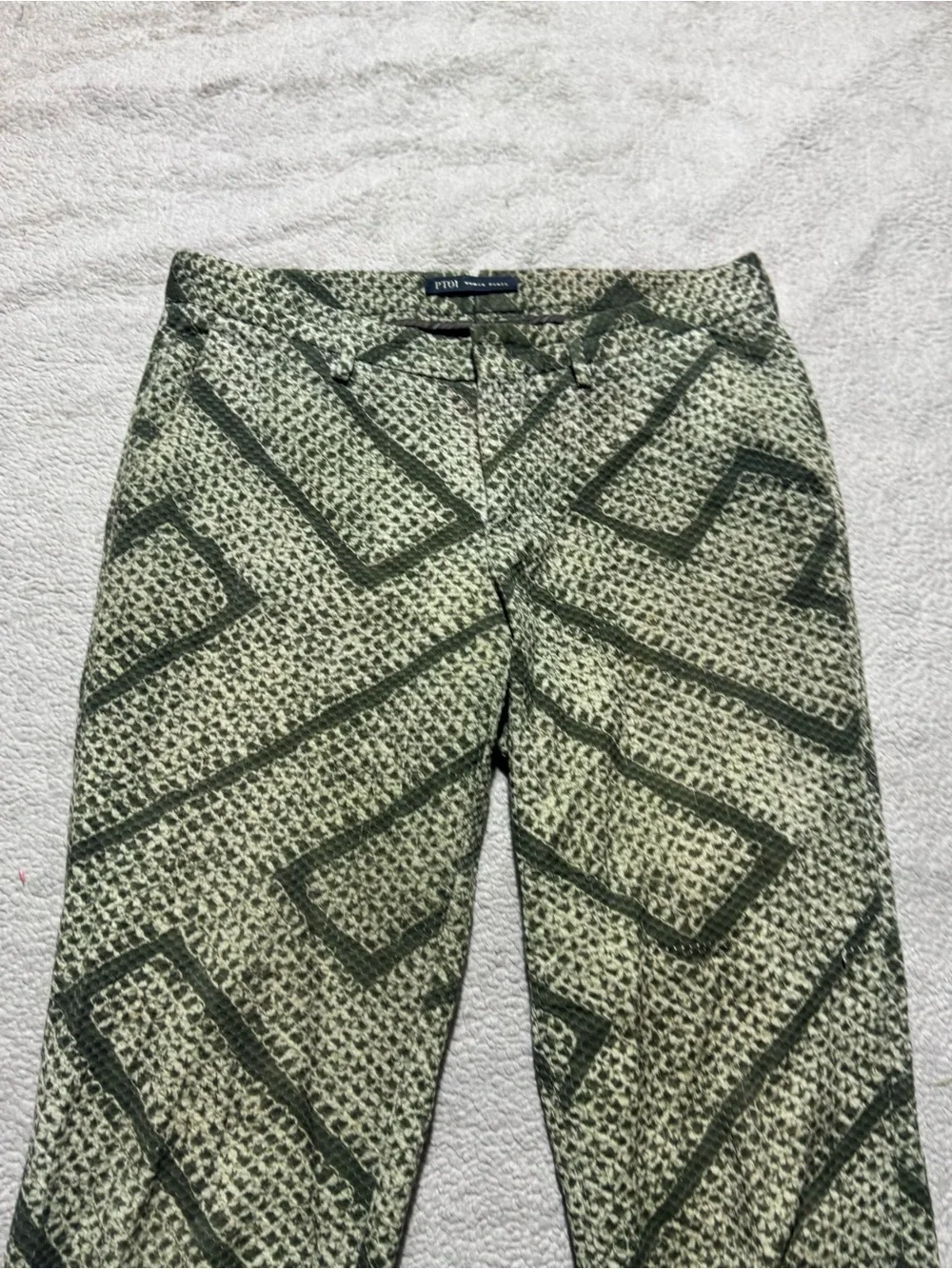 PT01 Pants Womens 40 (4 US) PT Torino PTW Green Patterned New York Italy 28x26.5